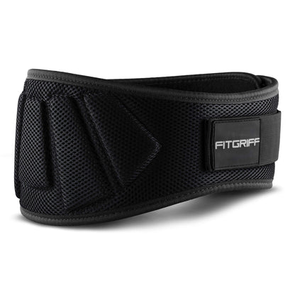 FITGRIFF® Weight Lifting Belt V1 - Fitness belt for bodybuilding, strength training, weightlifting - Training belt for women and men (Black, 81cm - 88cm waist size (Medium))