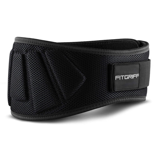 FITGRIFF® Weight Lifting Belt V1 - Fitness belt for bodybuilding, strength training, weightlifting - Training belt for women and men (Black, 81cm - 88cm waist size (Medium))