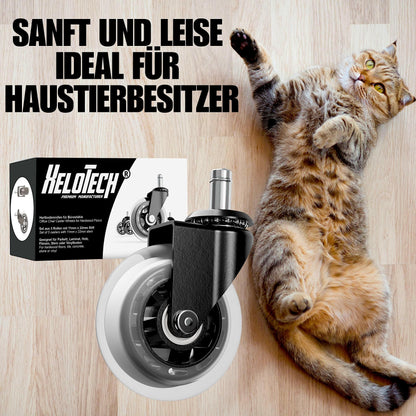 XeloTech Hard Floor Casters for Office Chair, 5 Pack, 11mm x 22mm, Extremely Quiet Replacement Wheels - No More Chair Mat - No Scratches on Floor with These Premium Casters