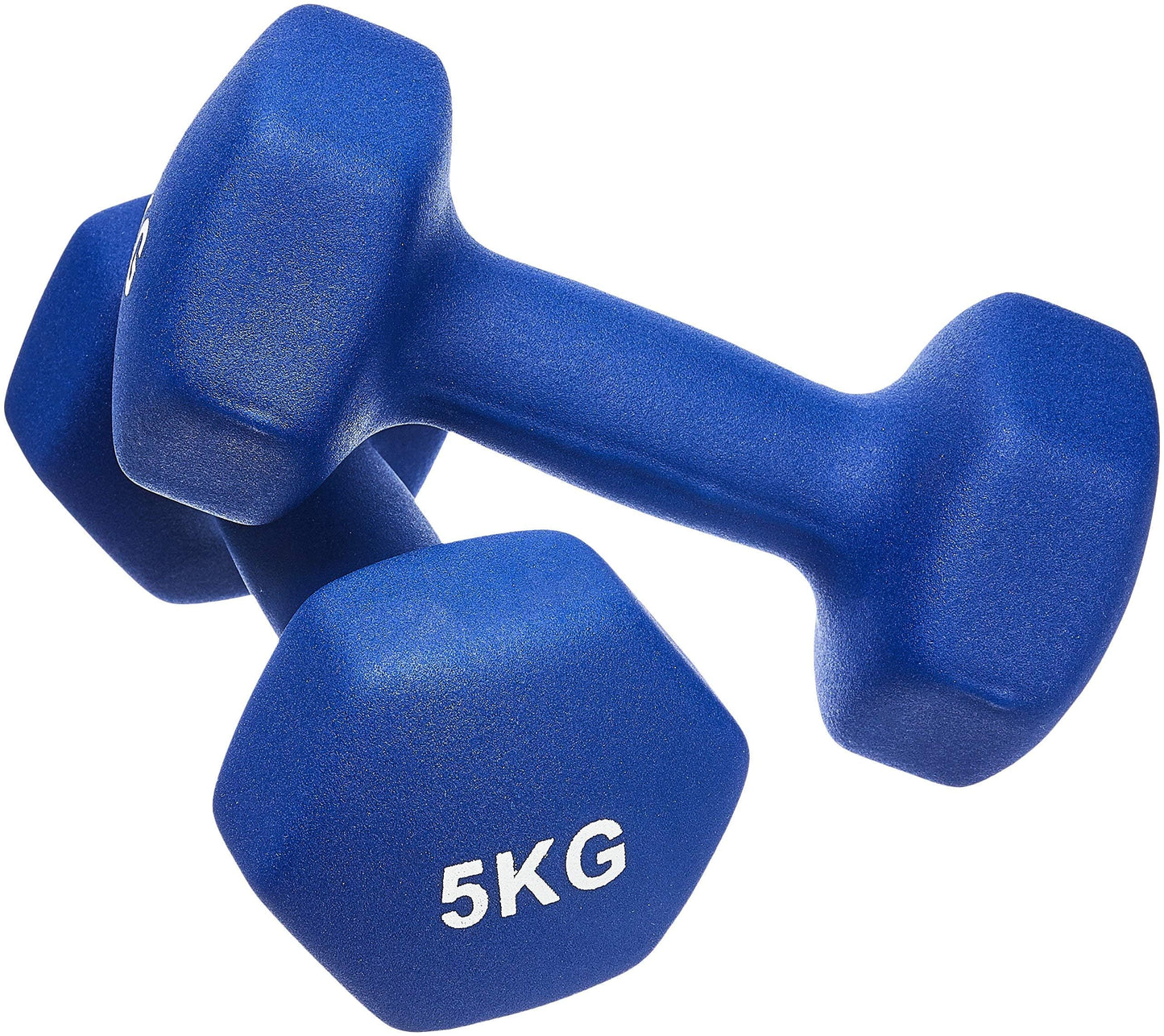 Amazon Basics Neoprene Dumbbell Weights (2-Pack, 5kg Dumbbells) Blue