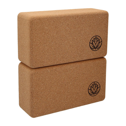 2 x Yoga Block by VonBueren | Cork yoga blocks | 22 x 12 x 7.5 cm each | Yoga accessories for women and men | Hatha block | Yoga bricks