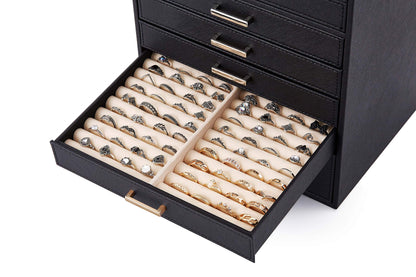 Mondeer Extra Large Jewelry Box, Jewelry Box Organizer for Necklaces Earrings Bracelets Rings, 10 Layers PU Leather Jewelry Storage Bag Women Girls Ladies Gift, Black