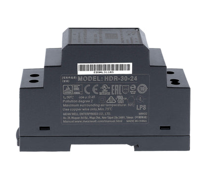 24 VDC | 1.5 A | 36 Watt | Mean Well HDR-30-24 DIN Rail Power Supply