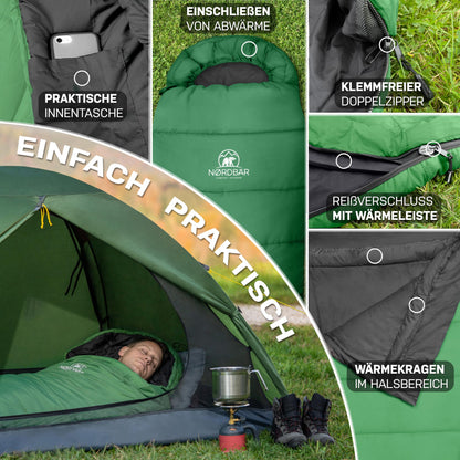 NORDBAER® Sleeping Bag 3 Seasons & Summer Ultralight [750g/1500g] | Camping Mummy Sleeping Bag | compact size [100GSM/300GMS] | Outdoor Travel Hostel Sleeping Bag | Summer Sleeping Bag