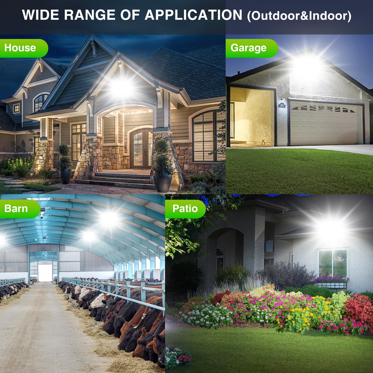 STASUN 100W LED Flood Light Outdoor, 10000LM Super Bright LED Floodlight Outside Spotlight, IP66 Waterproof, 6000K Daylight, 2 Floodlights with Adjustable Head, for Garden, Garage, Hotel, etc.