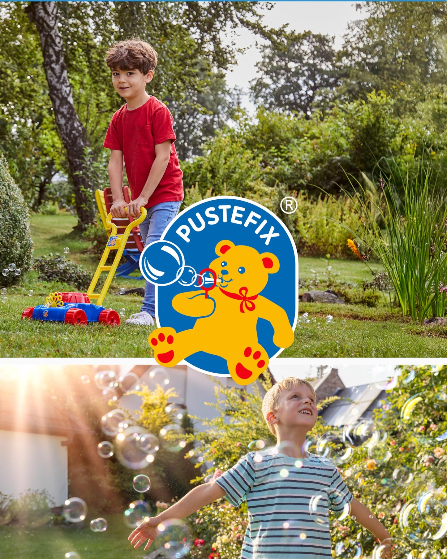 PUSTEFIX Bubble-Mower Lawn Mower I Bubble Kids Set I Bubble Fun at Kids' Parties & Birthdays