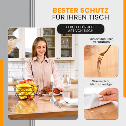 PROTECTIVE-FOX Table Cover 2mm transparent - Table protection with angled edge, clear tablecloth washable, Various sizes, custom made, Made in Germany (55 x 330)