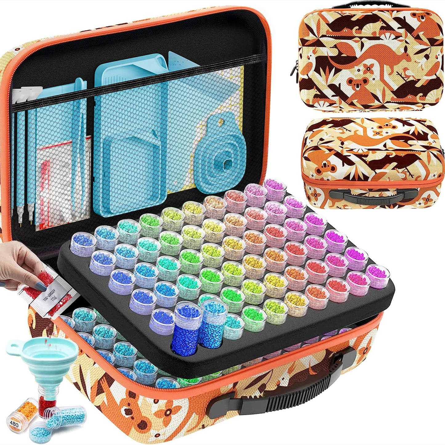 ARTDOT 5D Diamond Painting Accessories Boxes, 120 Pieces Diamond Painting Storage Box with Case Funnel Stickers (Australia)