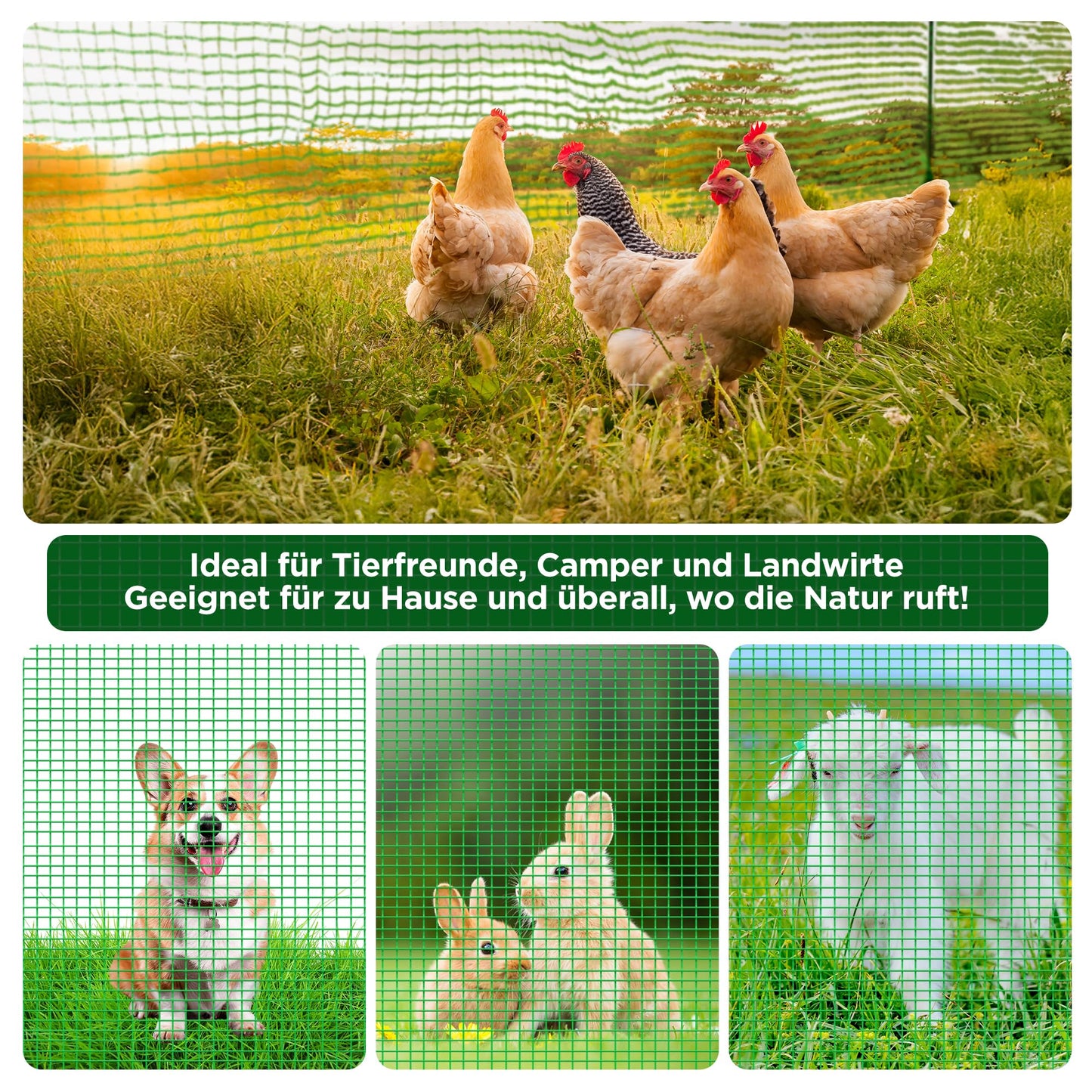 Signstek electric fence, portable fence 90 cm tall, 25m long, 15 stakes, garden net, camping fence, chicken fence, dog fence, barricade fence, stake fence, boundary fence.