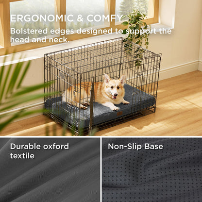BEDSURE orthopedic dog bed for medium dogs - 89x56x7.6cm plush dog pillow washable dog mat in dark gray for medium dogs.