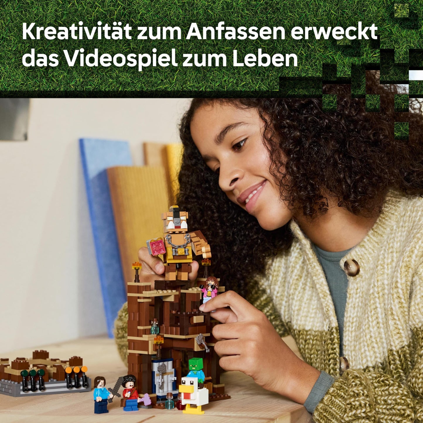 LEGO Minecraft Forest House with Boxing Ring - Interactive gaming toy - Baby-Zombie, Steve, Garret, and Henry minifigures - Gamer gift for boys, girls, and video game fans ages 10 and up - 21272