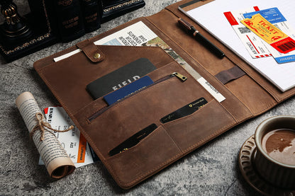 YLYYHH Writing Pad A4 leather, Leather folder A4 for men, Document folder A4 leather for women, Business conference folder folder for resume/interview/meeting.