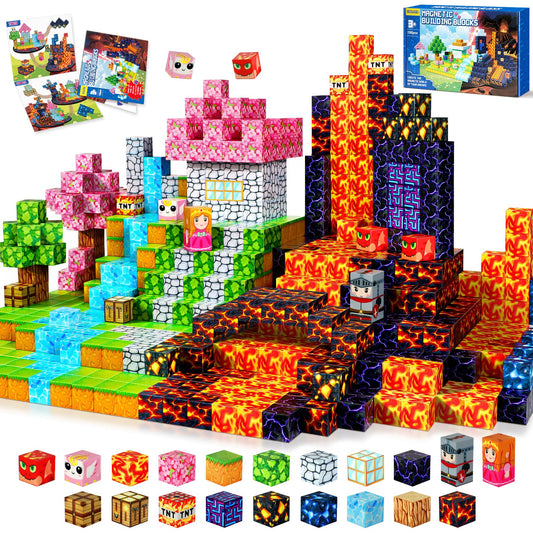 COOLJOYA Magnetic Building Blocks, 150 Pieces Magnetic Construction Toy for Kids Ages 4+, Magnetic Blocks for Children 3-9 Years Old, Stackable and portable.
