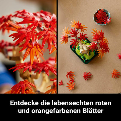 LEGO Botanicals Japanese Red Maple - Bonsai Tree - Artificial plant set with red & orange leaves, plus pot - Home Decor - Gift idea for adults - 10348