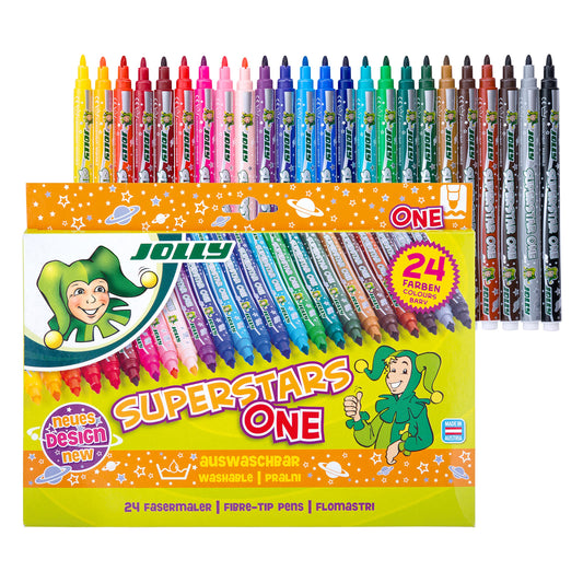 JOLLY Superstar ONE Fiber Pen High-quality felt-tip pen Washable 24 pieces in cardboard box 4445-0030 24 Fiber Pens