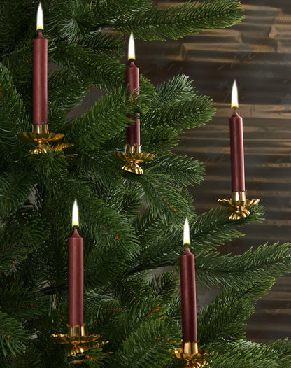 BRUBAKER 100 pack of tree candles wax - Christmas candles pyramid candles tree candles - Dark red