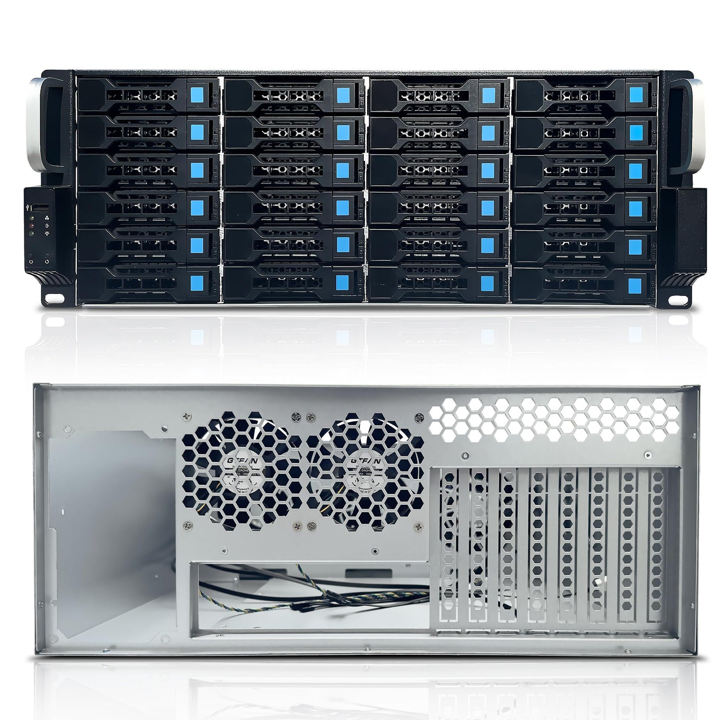 FANTEC 1873 SRC-4240X07 19" 4U 680mm Storage Enclosure (24x SAS/SATA drive bays with 2 status LEDs each, bays for 3.5" and 2.5" drives, USB 2 connection, 2x 80mm fans)