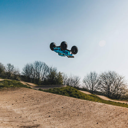 ARRMA 1/8 Notorious 6S V5 4WD BLX Stunt RC Truck with Spektrum Firm RTR (transmitter and receiver included, batteries and charger required), blue, ARA8611V5T2