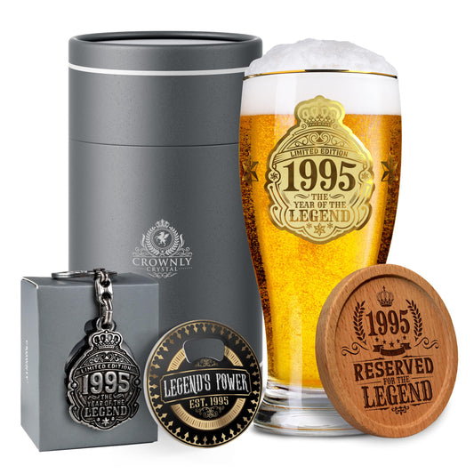 CROWNLY CRYSTAL® 1995 Gift 30th Birthday Man Beer Glass with Engraving 570 ml Personalized Gifts Decor 30th Birthday Man Card 30th Birthday Man Gift For Men Gift Friend