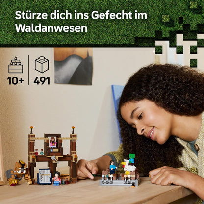 LEGO Minecraft Forest House with Boxing Ring - Interactive gaming toy - Baby-Zombie, Steve, Garret, and Henry minifigures - Gamer gift for boys, girls, and video game fans ages 10 and up - 21272