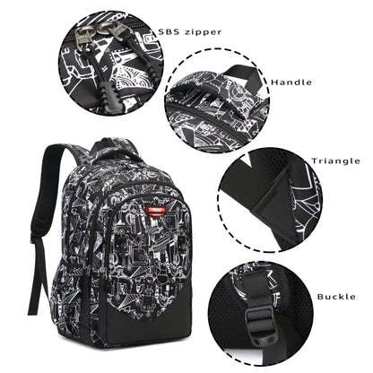 Asge school backpack for boys teenagers, made of nylon. Large school bags for girls, kids backpacks with prints for 8-16 years old. Waterproof school bags for boys.