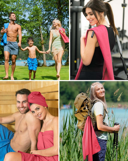 Fit-Flip microfiber towels - compact and lightweight - quick-drying microfiber towel - for travel, sports, beach - large bath towel (1x 180x90cm, Sunkist Coral)