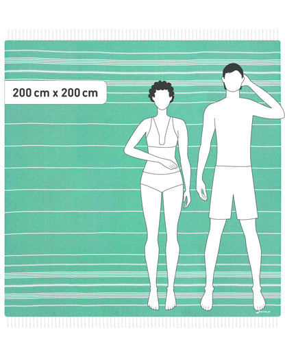 Fit-Flip Turkish peshtemal made of 100% cotton - absorbent and fast drying - perfect for sauna, beach, shower, bath, yoga - Green - 200x200cm Sultan