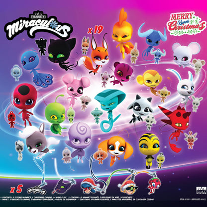 Miraculous Ladybug - Ultimate Kwami Advent Calendar with mini flocked Kwamis and EVA charms, seasonal charms, a collectible for kids for Christmas with hooks and strings (Wyncor), blue.