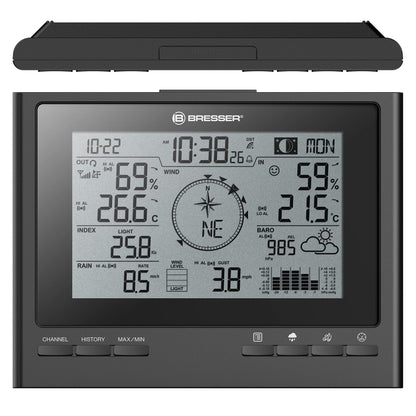Bresser weather station with outdoor sensor 7-in-1 weather center ClimateScout with professional outdoor sensor, black