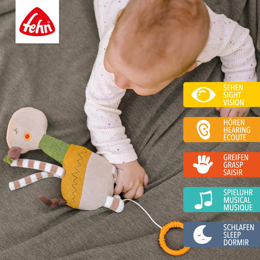 Fehn 059083 Mini Music Box Giraffe Lotta - Cuddly music box with removable music box - Melody "Sleep baby sleep" - With attachment - For babies from 0 months - Size: 20 cm