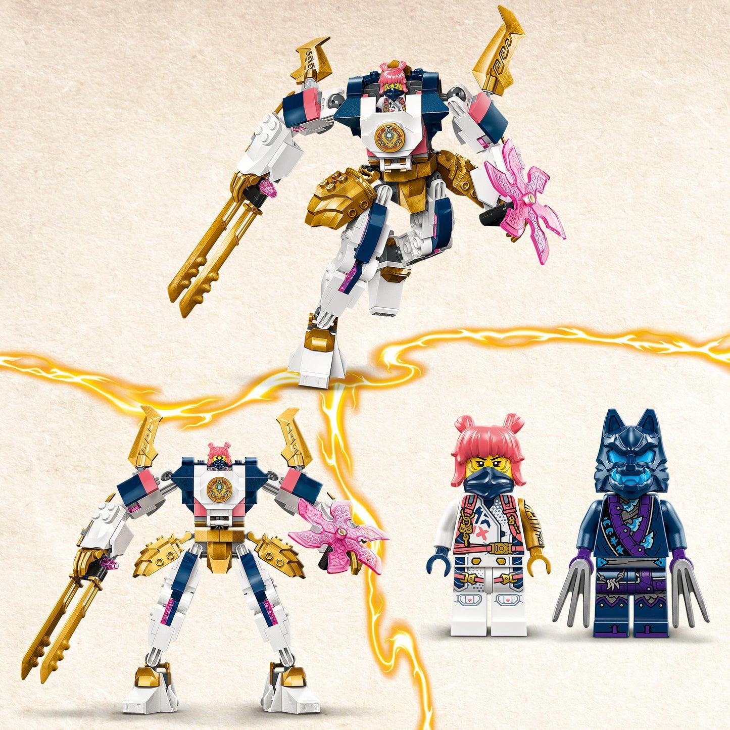 LEGO NINJAGO Sora's Techno Mech, action figure toy for kids & NINJAGO Arin's Dragon Glider, ninja set with dragon toy