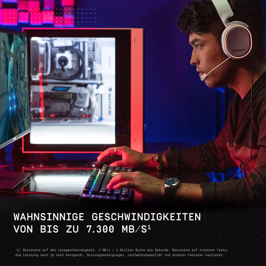 WD_BLACK SN850X NVMe SSD 2TB internal SSD (Gaming storage, PCIe Gen4 technology, Read 7,300 MB/s, Write 6,600 MB/s) Black