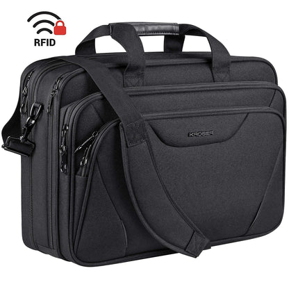 KROSER 18-inch handbag, laptop bag up to 17.3 inches, waterproof, expandable, document bag with shoulder strap, for travel/business/school/men/women, laptop bag.