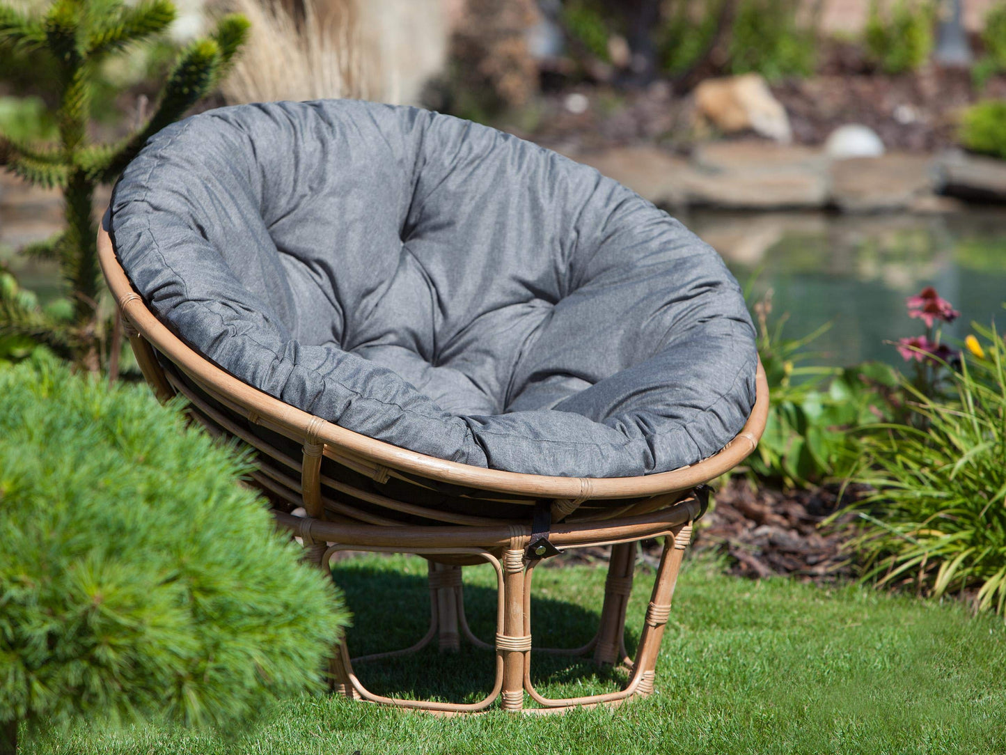 PillowPrim cushion for papasan chair, seat cushion, replacement cushion papasan D 114 cm floor cushion padded seat cushion play mat hanging chair Made in EU - Anthracite