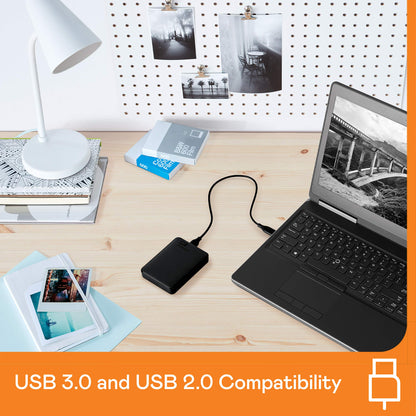 WD Elements Portable external hard drive 2TB (portable storage, USB 3.0 interface, plug-and-play, formatted for Windows) Black