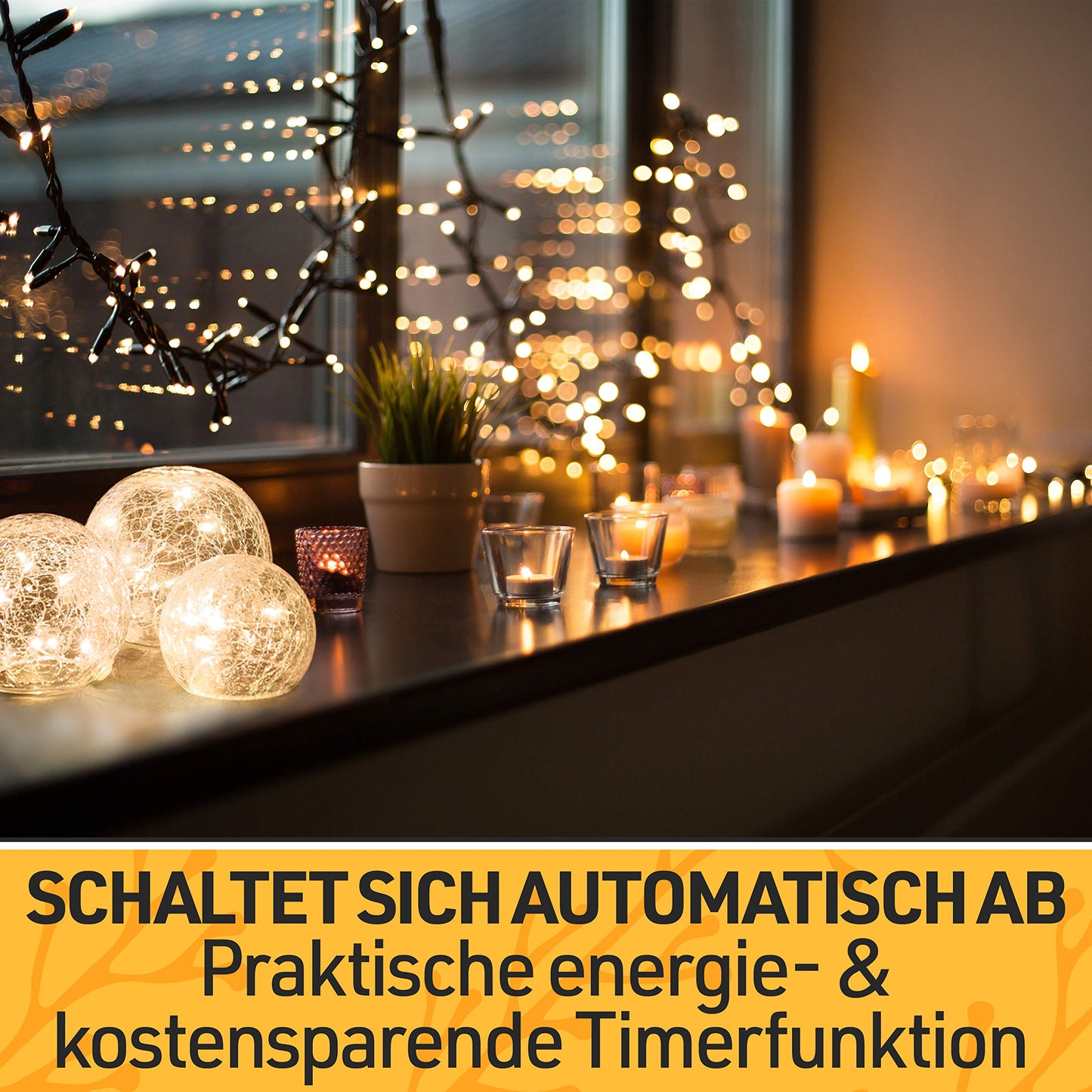 PURE LIVING INTERIOR DESIGN LED ball light 3-piece set, ball with timer, light balls with battery warm white as decorative light battery operated, glass ball as window sill decoration, lights decoration, window sill