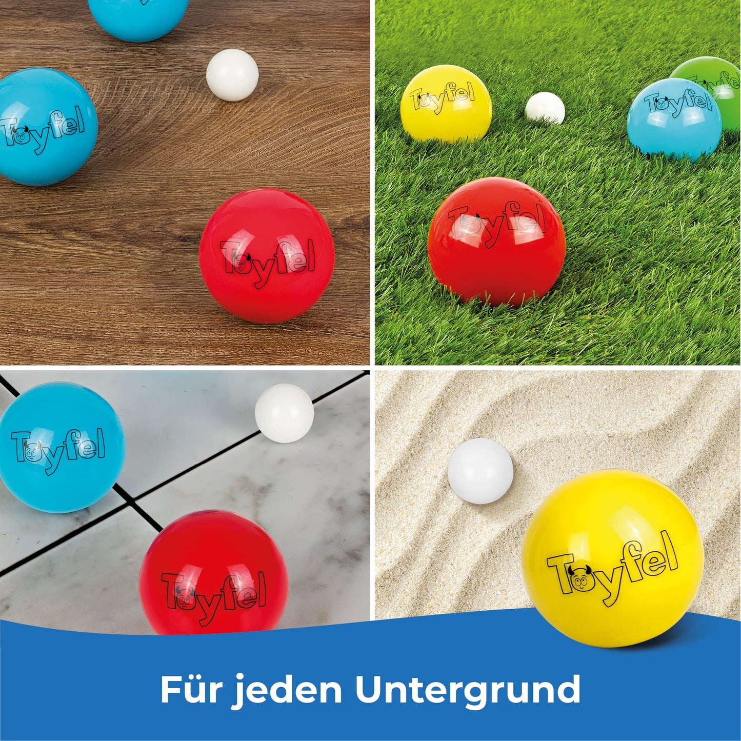 Devil Soft Boule Set for Kids - Indoor Bocce Game including 8 Boule Balls, 1 target ball, 1 carrying bag & measuring tape - Soft Bocce for parquet, tiles, carpet - Leo