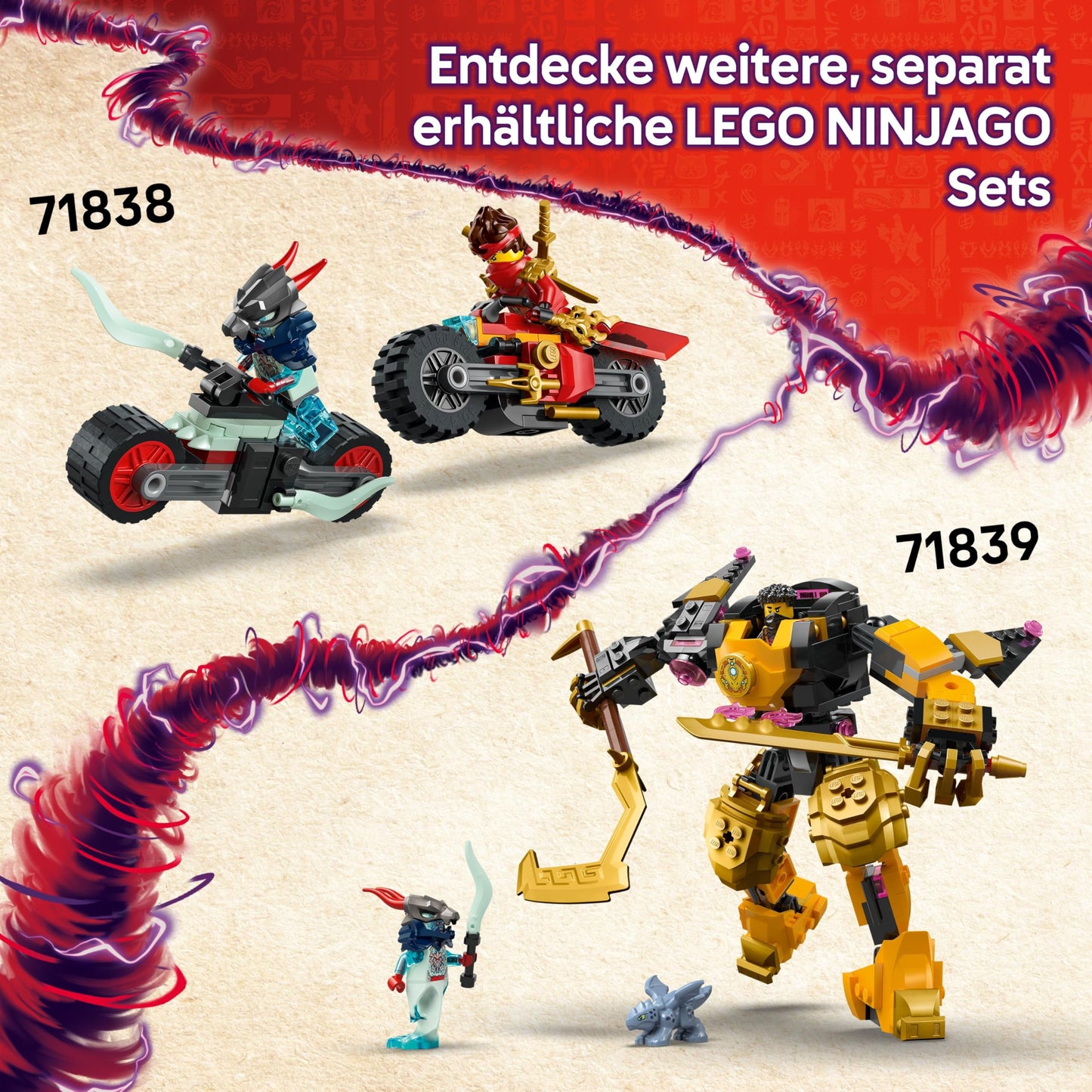 LEGO NINJAGO Master Dragon Rontu - Moving dragon figure with shooters - 4 minifigures, including Lloyd, Sora & Wyldfyre - Ninja toy for kids - Gift for boys aged 7 and up - 71842