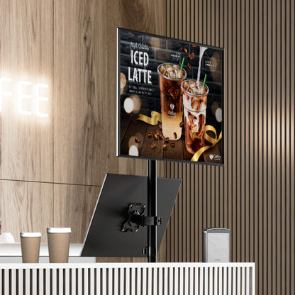 ONKRON dual monitor mount for 13-34 inch screens up to 8 kg per arm, VESA 75x75-100x100, adjustable stand for two monitors stacked vertically, black D208E-B.