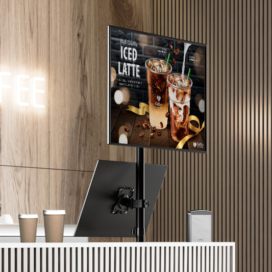 ONKRON dual monitor mount for 13-34 inch screens up to 8 kg per arm, VESA 75x75-100x100, adjustable stand for two monitors stacked vertically, black D208E-B.