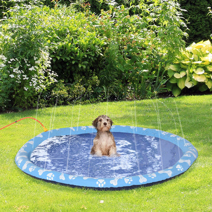 PawHut 170cm sprinkler mat inflatable splash pad non-slip water play mat water mat play pool water sprinkler dog pool for pets summer garden.