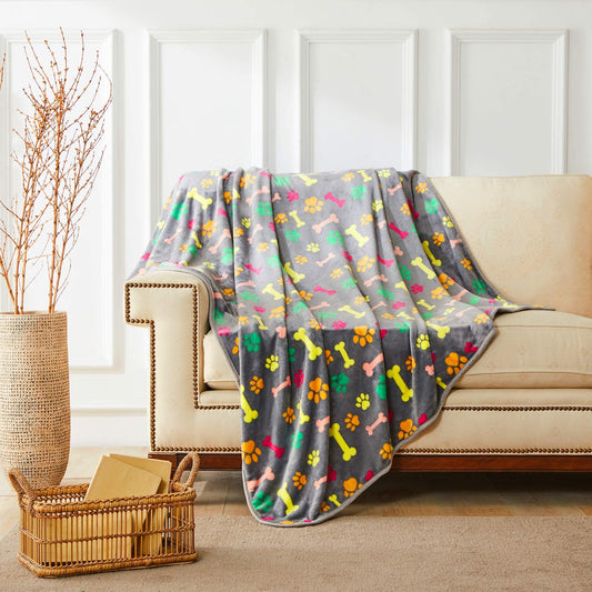 ALLISANDRO Fluffy Dog Blanket [200x160cm Gray] Cat Blanket with super soft fluffy pet blanket, throw for dog bed sofa and couch, multicolor, XX-Large, 999H02