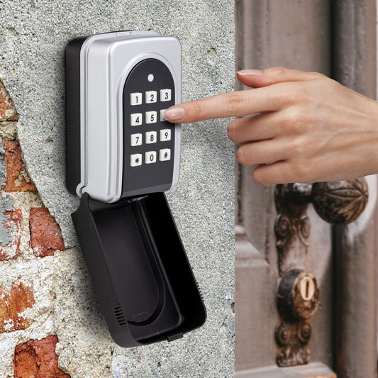 ONVAYA® Electronic Key Box | Key safe with individually adjustable code | Easy wall mounting | Weatherproof metal casing for indoor & outdoor use | Master code
