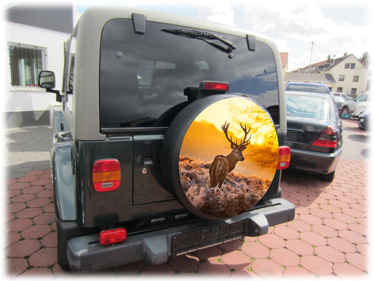 AB3-00179 DEER Spare Tire Cover 68x21 cm Spare Wheel Cover Tire Cover Wheel Bag Cover Protective high-quality tarpaulin material and faux leather Diameter 68cm, Width 21cm