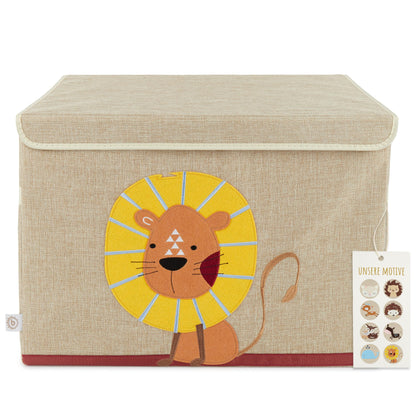 Bieco Storage Box Kids Lion | Toy Box with Lid | Lego Storage Box Kids | Storage Box with Lid Lego Duplo Storage Box Baby Children's Toys Fabric Storage Space Toy Box