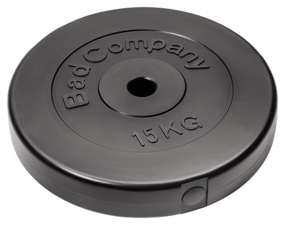Bad Company weight plates 30/31 mm plastic 60kg I weight set 2 x 5 kg + 2 x 10 kg + 2 x 15 kg I weights for barbell and dumbbell.