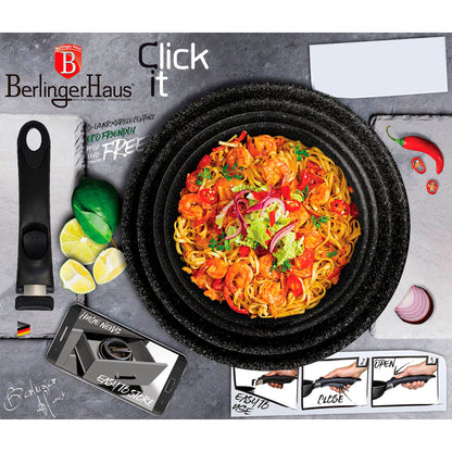 Berlinger Haus Rose Gold Cookware Set, Induction, 9 pieces, detachable handle, interchangeable, non-stick coated, PFOA-free, aluminum, pots and pans, glass lids + airtight, stackable