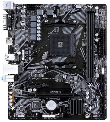 GIGABYTE A520M K V2 motherboard - Supports AMD Ryzen 5000 series AM4 CPUs, up to 5100MHz DDR4 (OC), PCIe Gen3 x4 M.2, GbE LAN, USB 3.2 Gen 1