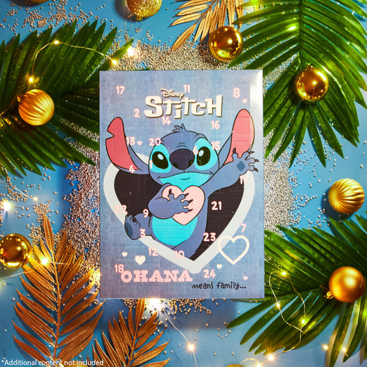 Disney Stitch Advent Calendar 2025 Girls Sweet Christmas Countdown Calendar with 24 Surprises Hair Accessories Children Gift Idea (Blue)