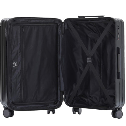 Münicase M816 TSA lock, expansion joint, telescopic handle, 4-wheel travel suitcase, hard shell (black, medium size)